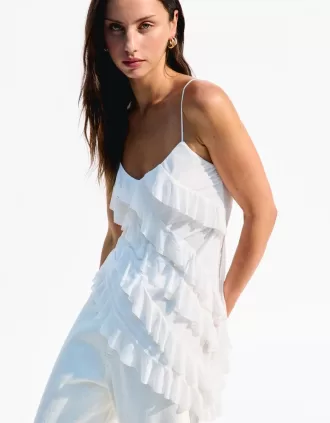 BERSHKA SERIES asymmetric ruffled top