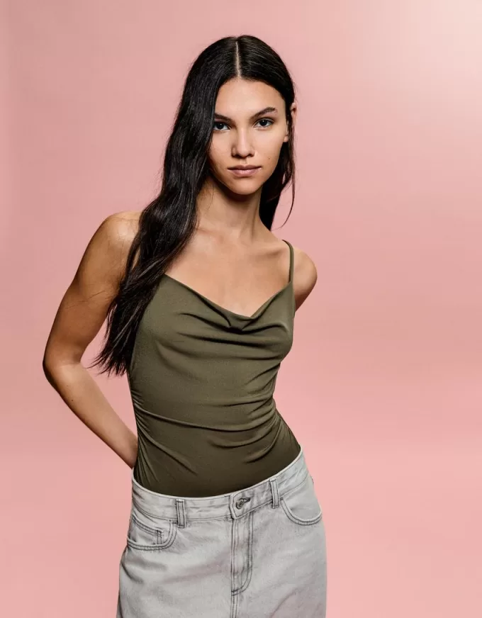 BERSHKA SERIES draped strappy bodysuit