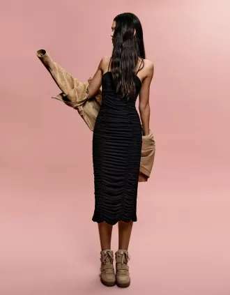 BERSHKA SERIES gathered midi dress