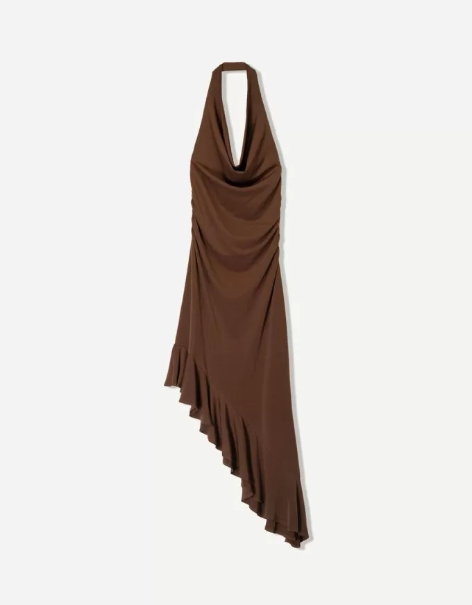 BERSHKA SERIES midi dress with asymmetric hem