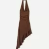 BERSHKA SERIES midi dress with asymmetric hem