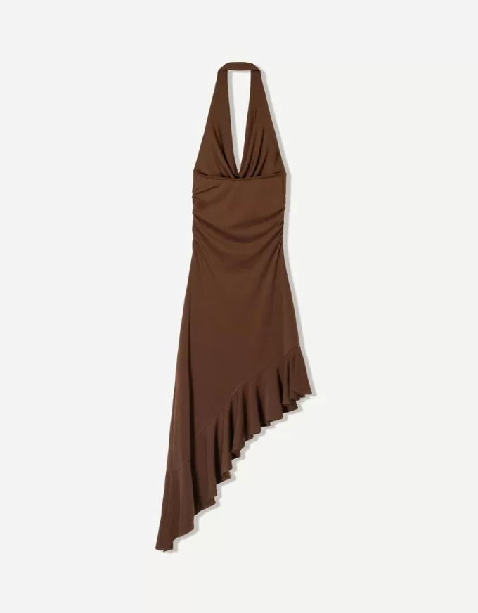 BERSHKA SERIES midi dress with asymmetric hem