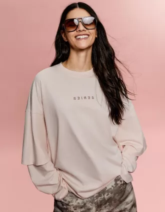 BERSHKA SERIES print double-sleeve T-shirt