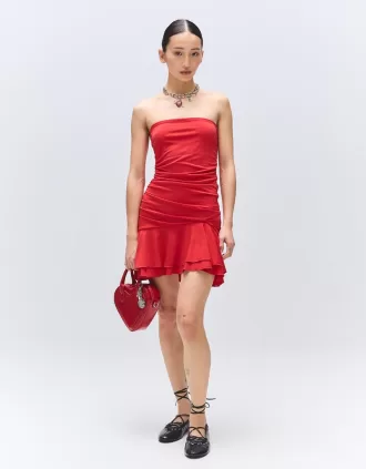 BERSHKA SERIES ruffled draped mini dress
