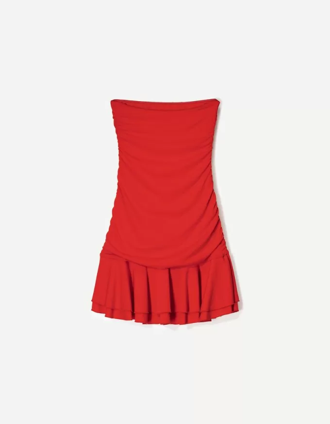 BERSHKA SERIES ruffled draped mini dress