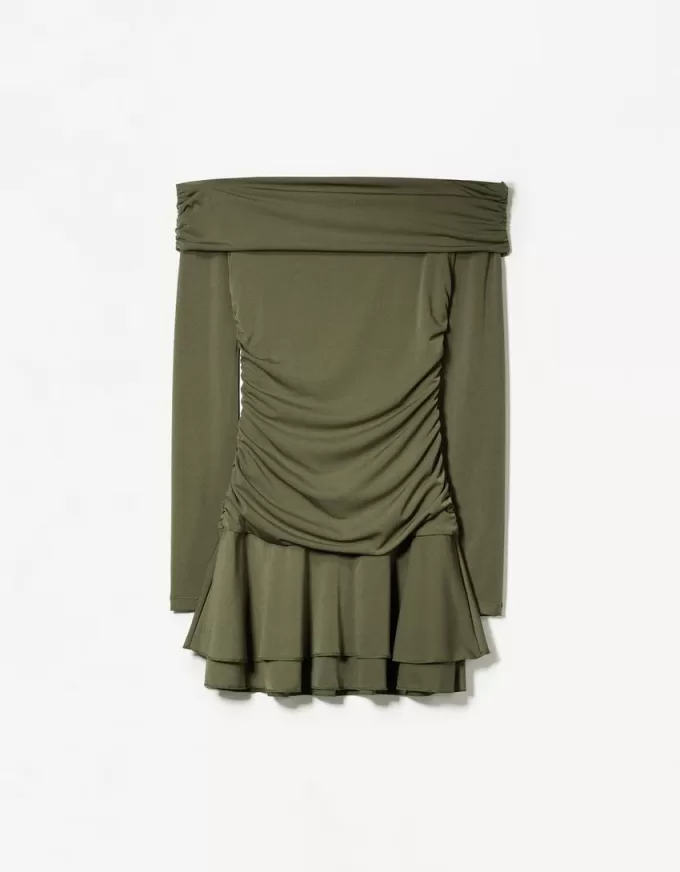 BERSHKA SERIES ruffled long sleeve mini dress