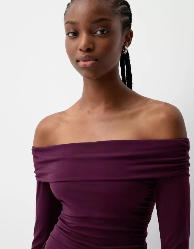 BERSHKA SERIES ruffled long sleeve mini dress