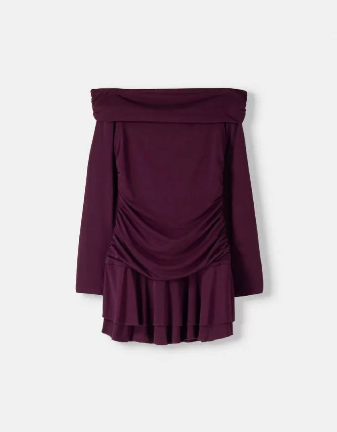 BERSHKA SERIES ruffled long sleeve mini dress