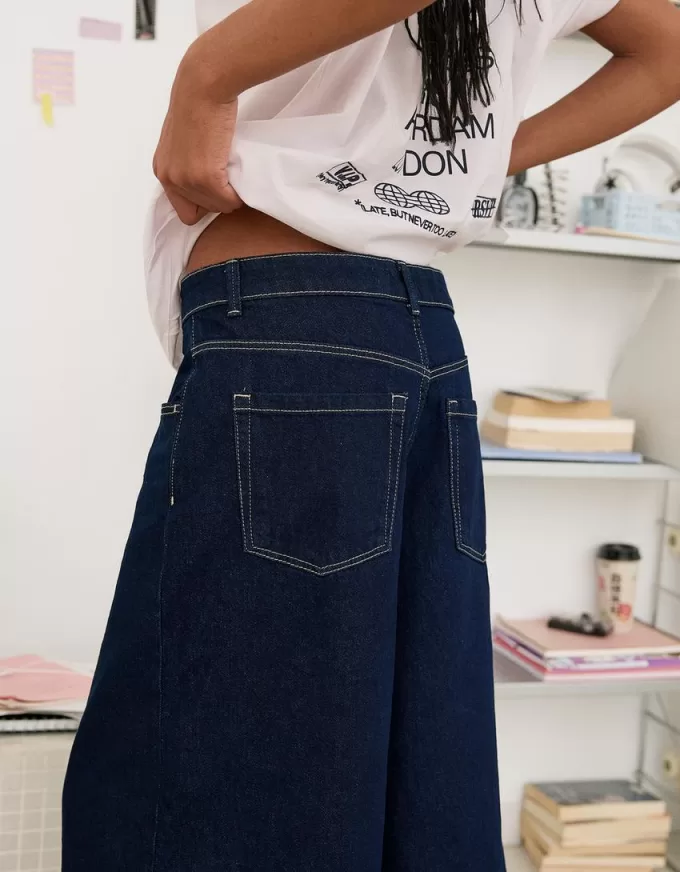 Baggy denim Bermuda shorts