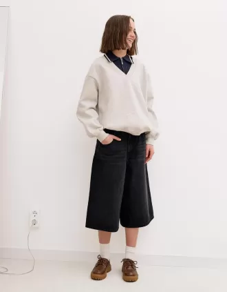 Baggy denim Bermuda shorts