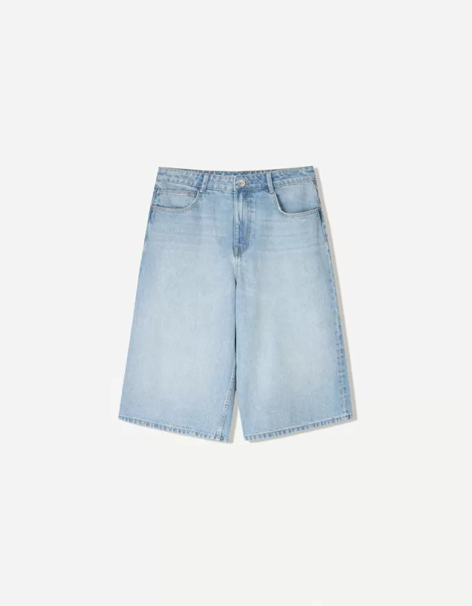 Baggy denim Bermuda shorts