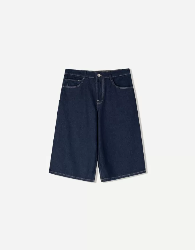 Baggy denim Bermuda shorts