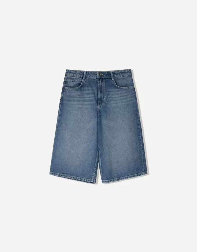 Baggy denim Bermuda shorts