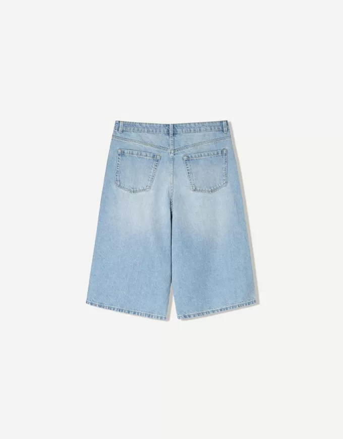 Baggy denim Bermuda shorts