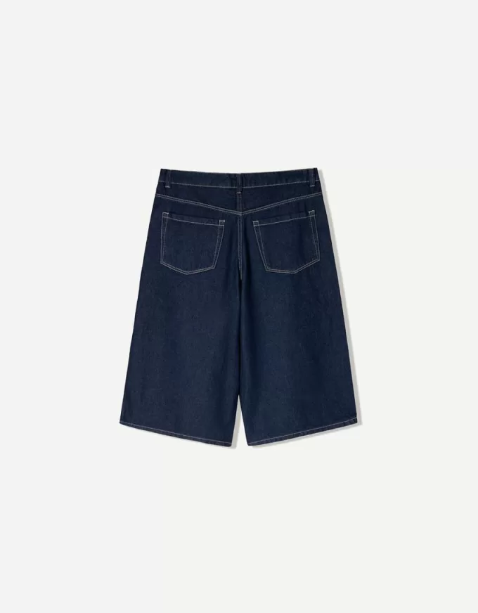 Baggy denim Bermuda shorts