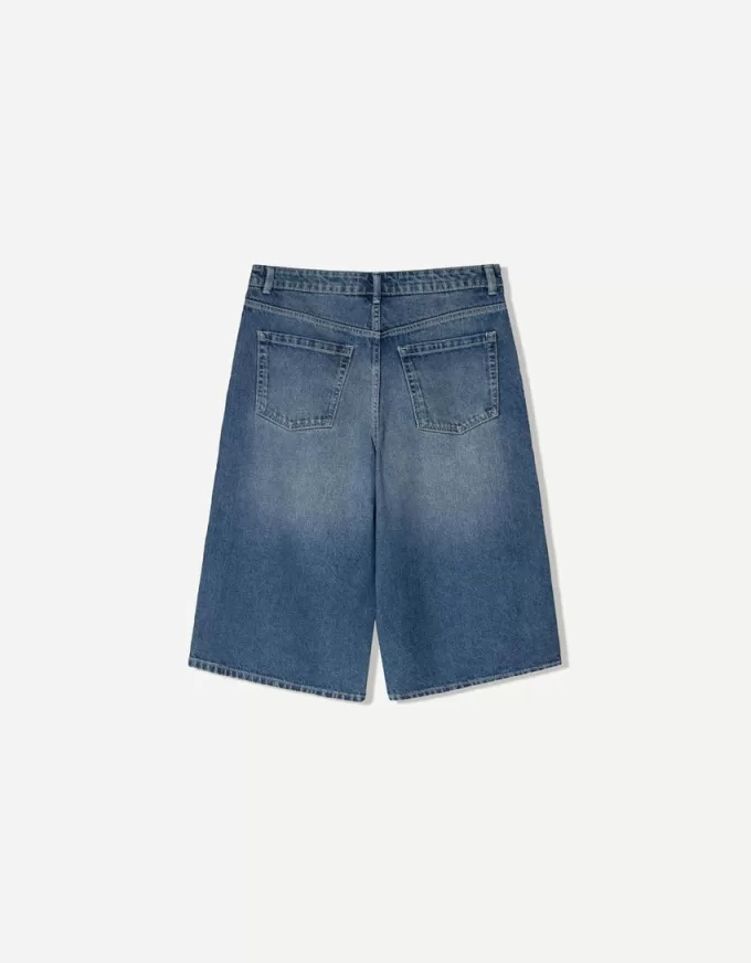 Baggy denim Bermuda shorts