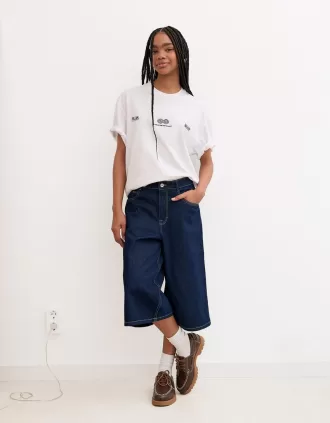 Baggy denim Bermuda shorts