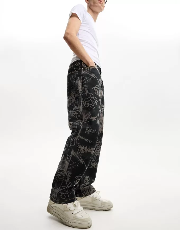Baggy printed jeans