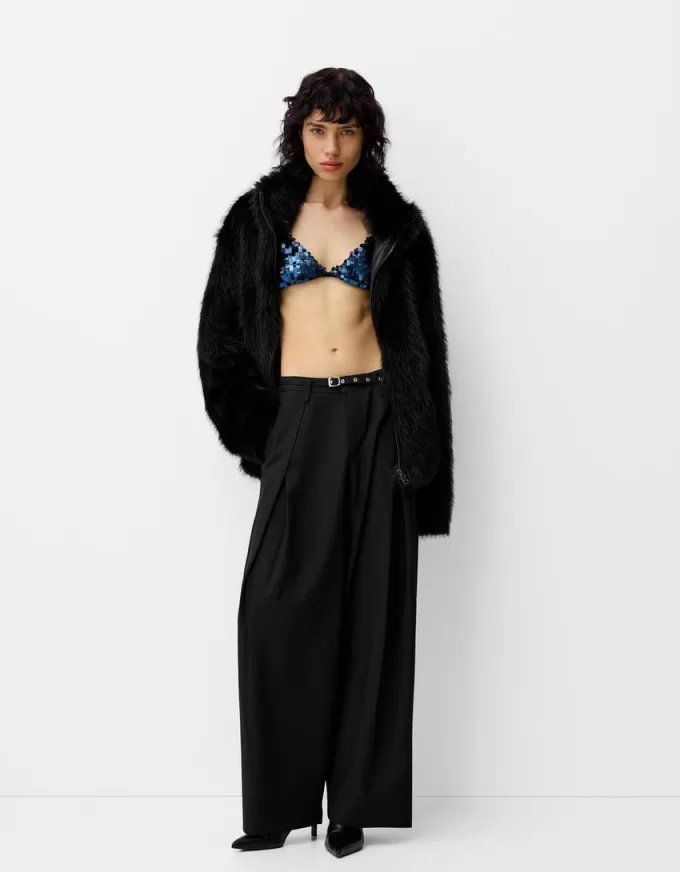 Balloon fit pants with belt