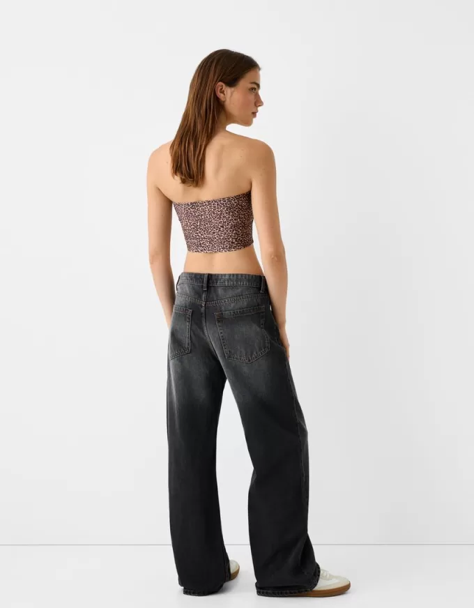 Bandeau top with turn-up hem