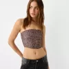 Bandeau top with turn-up hem