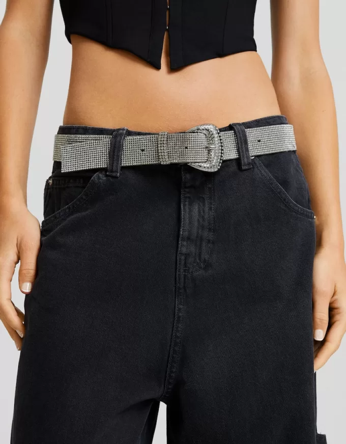 Belt with rhinestone buckle Belt with rhinestone buckle