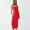 Bengaline midi dress with straps Bengaline midi dress with straps