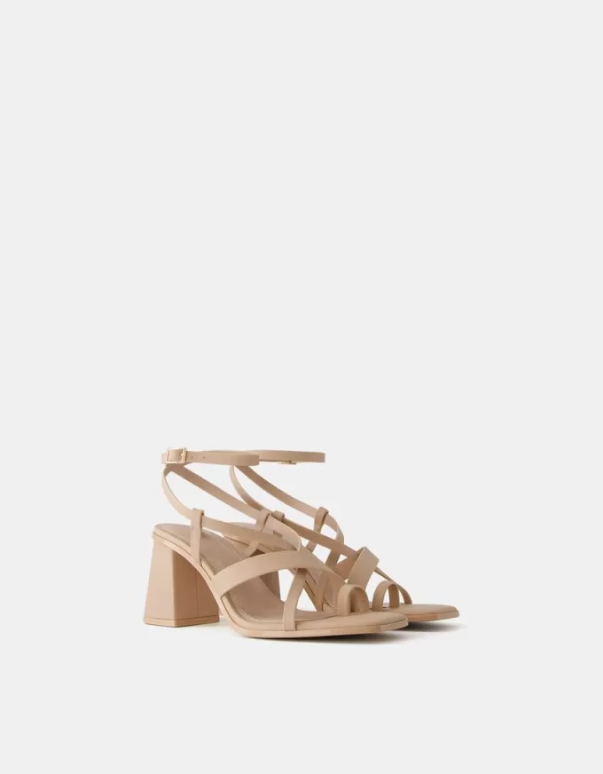 Block heel multi-strap sandals