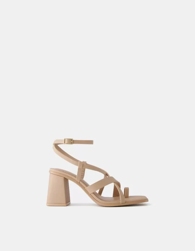 Block heel multi-strap sandals