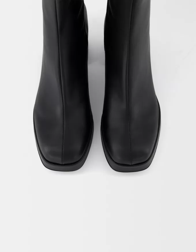 Block heel platform ankle boots