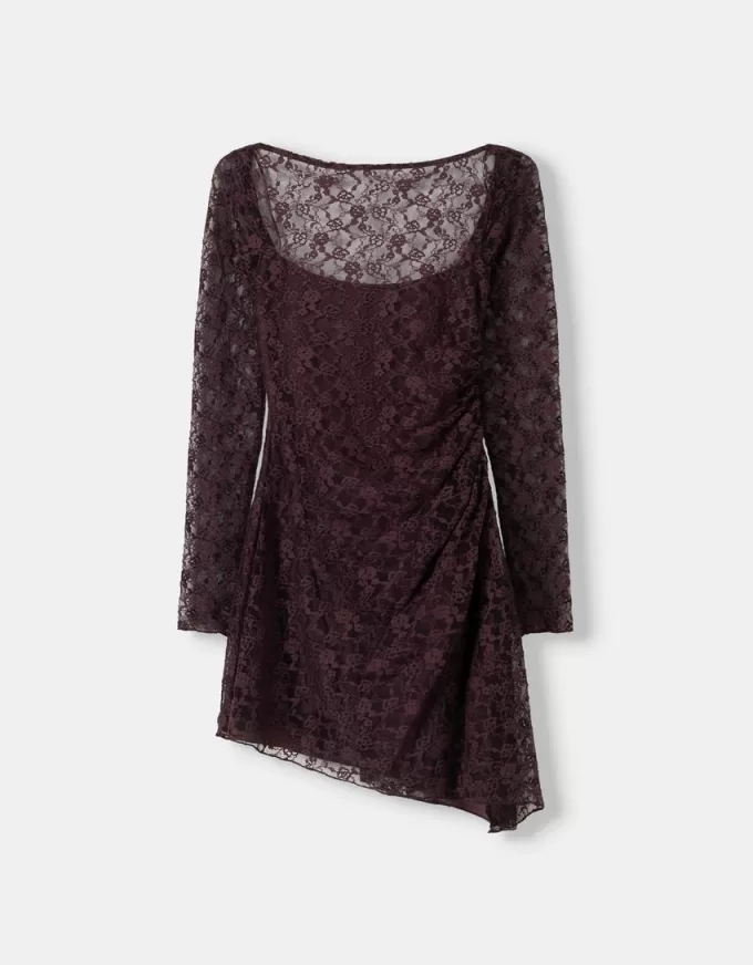 Blonde lace long sleeve mini dress