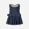 Box pleat denim mini dress