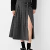 Box pleat midi skirt with a belt detail