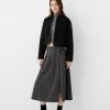 Box pleat midi skirt with a belt detail