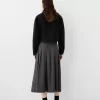 Box pleat midi skirt with a belt detail