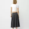 Box pleat midi skirt with a belt detail