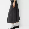 Box pleat midi skirt with a belt detail