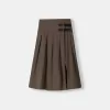 Box pleat midi skirt with a belt detail