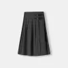 Box pleat midi skirt with a belt detail