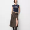 Box pleat midi skirt with a belt detail