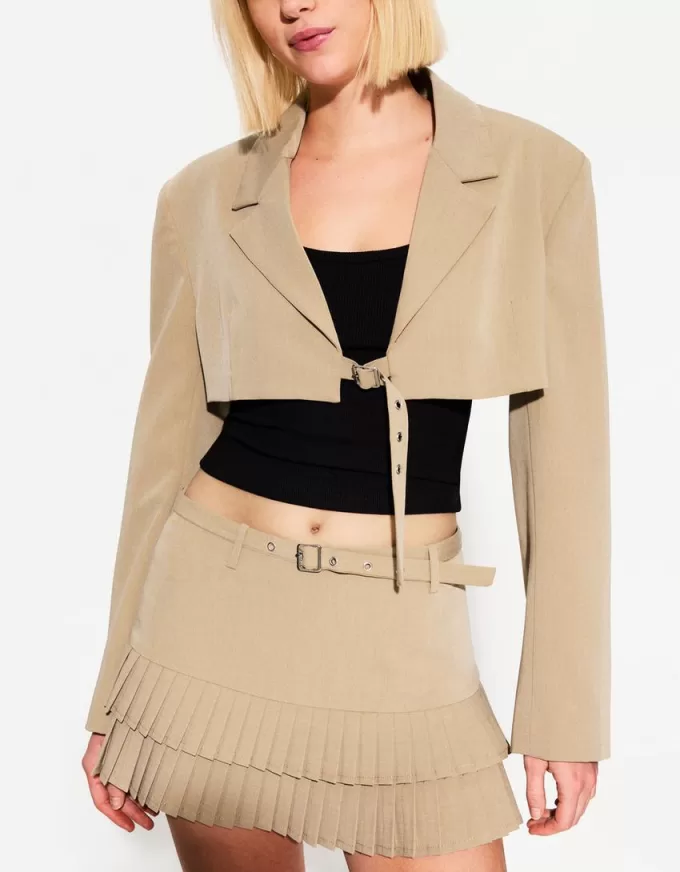 Box pleat mini skirt