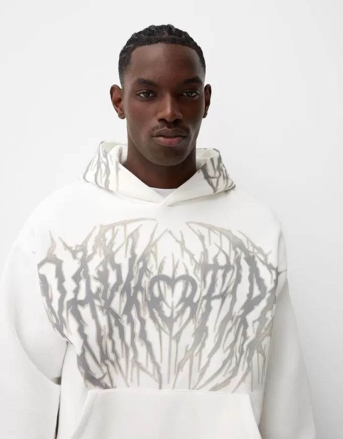 Boxy fit print hoodie