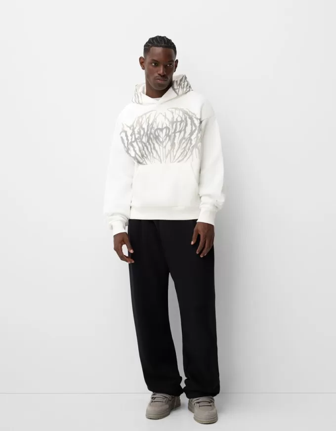 Boxy fit print hoodie