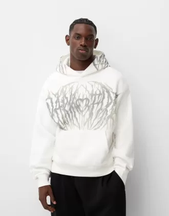 Boxy fit print hoodie