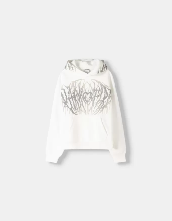 Boxy fit print hoodie