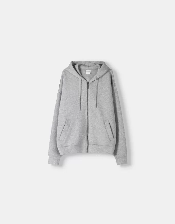 Boxy-fit zip-up hoodie