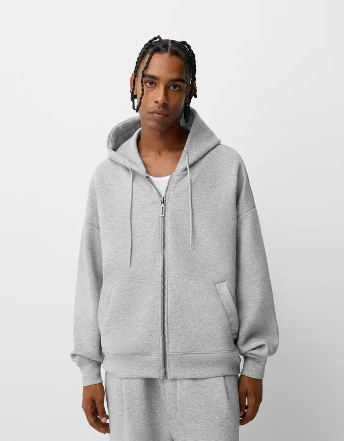 Boxy-fit zip-up hoodie