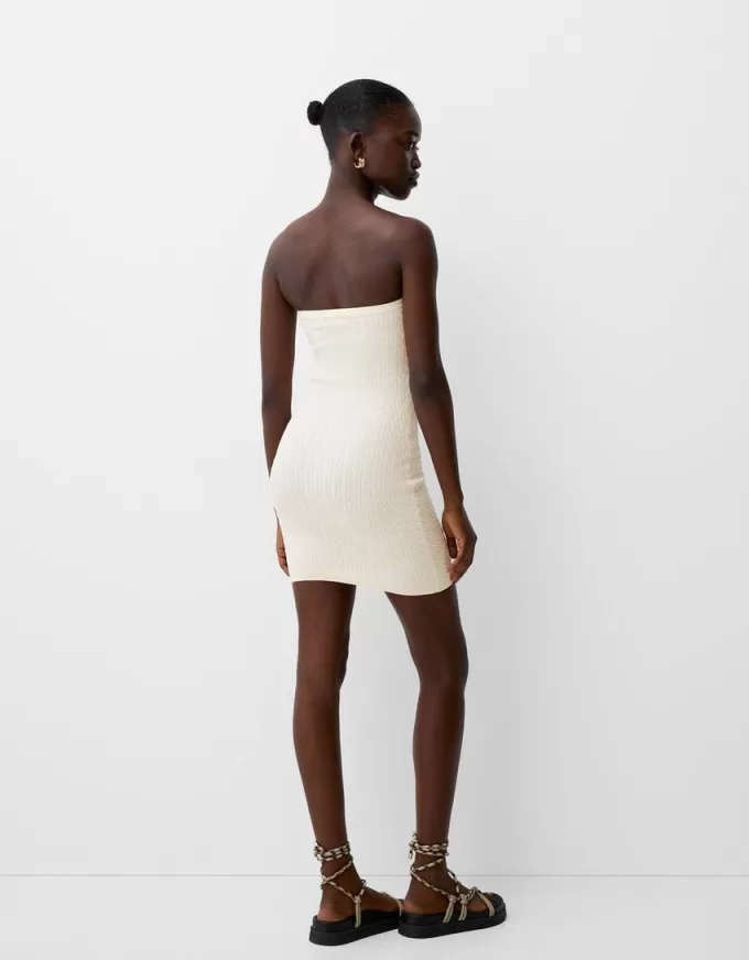 Braided off-the-shoulder mini dress