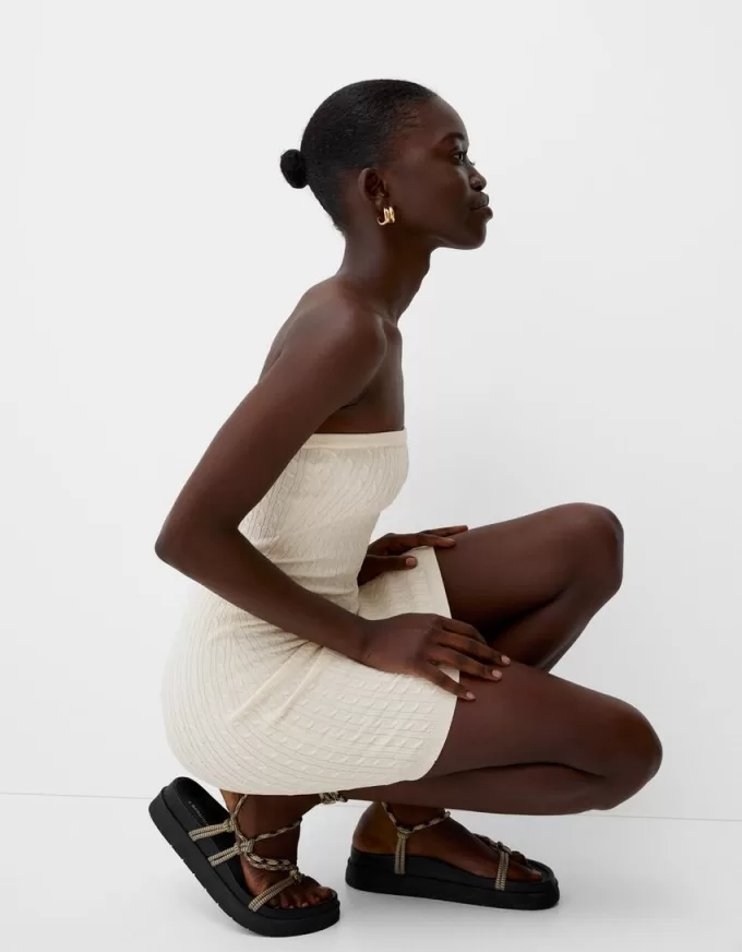 Braided off-the-shoulder mini dress