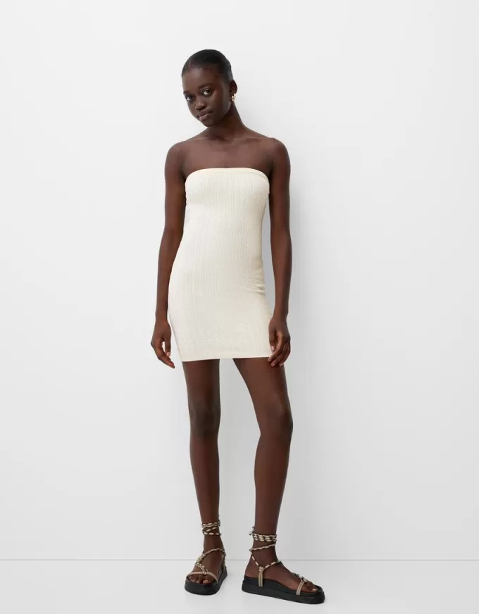 Braided off-the-shoulder mini dress